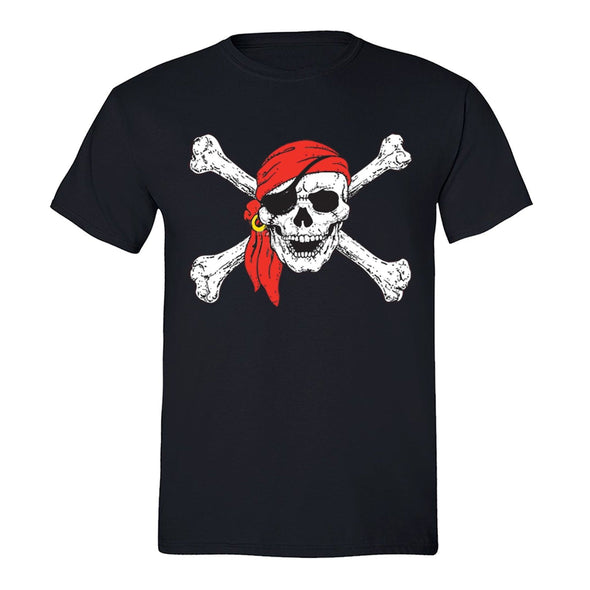 XtraFly Apparel Men's Jolly Roger Rodger Pirate Skulls Day Of Dead Crewneck Short Sleeve T-shirt