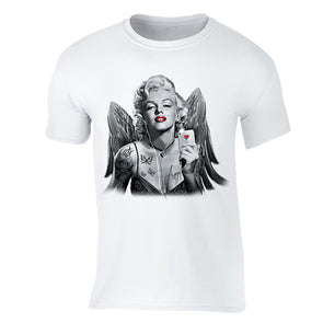 XtraFly Apparel Men's Selfie Angel Wings Marilyn Monroe Crewneck Short Sleeve T-shirt