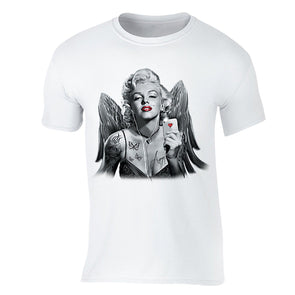 XtraFly Apparel Men's Selfie Angel Wings Marilyn Monroe Crewneck Short Sleeve T-shirt