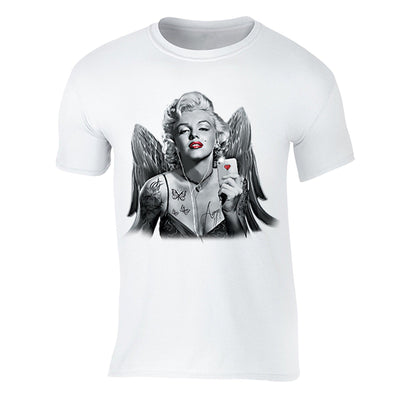 XtraFly Apparel Men's Selfie Angel Wings Marilyn Monroe Crewneck Short Sleeve T-shirt