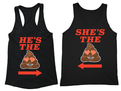 XtraFly Apparel He's the Shit Emoji Valentine's Matching Couples Racer-back Tank-Top
