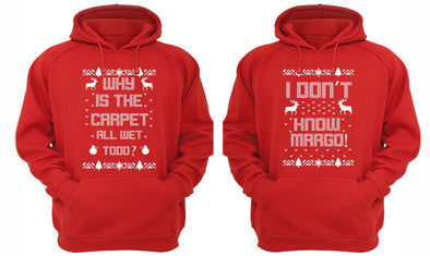 XtraFly Apparel Carpet Wet Todd Margo Family Ugly Christmas Hooded-Sweatshirt Pullover Hoodie