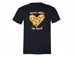XtraFly Apparel Men's You've Stolen My Heart Pizza Novelty Gag Crewneck Short Sleeve T-shirt