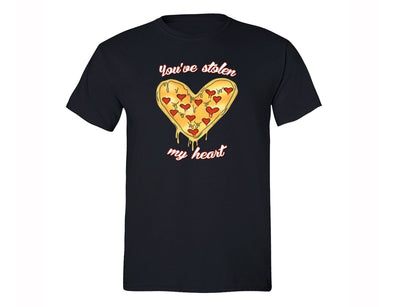 XtraFly Apparel Men's You've Stolen My Heart Pizza Novelty Gag Crewneck Short Sleeve T-shirt