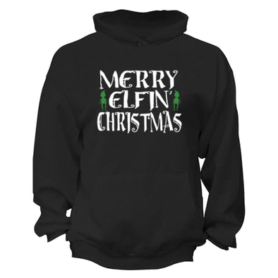 XtraFly Apparel Elf Merry Elfin Xmas Ugly Christmas Hooded-Sweatshirt Pullover Hoodie