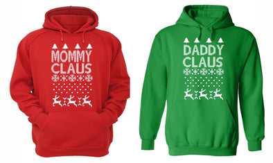 XtraFly Apparel Daddy Mommy Claus Santa Ugly Christmas Hooded-Sweatshirt Pullover Hoodie