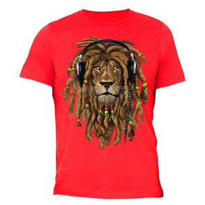 XtraFly Apparel Men's Lion Rasta Reggae  Crewneck Short Sleeve T-shirt