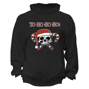 XtraFly Apparel Yo Ho Ho Ho Skull Ugly Christmas Hooded-Sweatshirt Pullover Hoodie