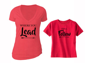 XtraFly Apparel You Lead I Follow Valentine's Matching Couples Short Sleeve T-shirt