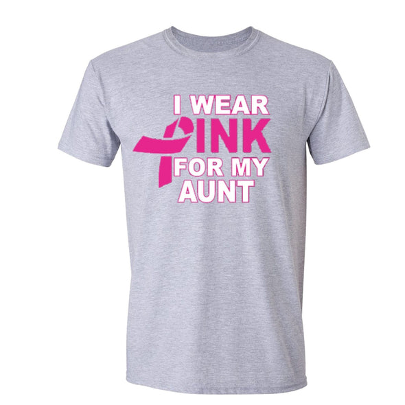 XtraFly Apparel Men's I Wear Pink Aunt Breast Cancer Ribbon Crewneck Short Sleeve T-shirt