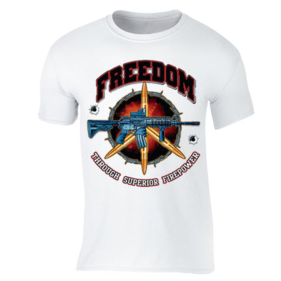 XtraFly Apparel Men's Freedom Firepower Rifle 2nd Amendment Crewneck Short Sleeve T-shirt
