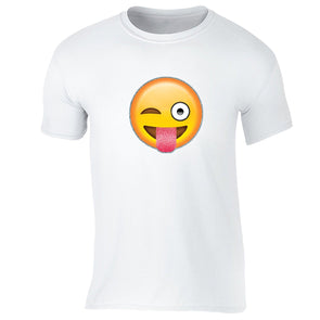 XtraFly Apparel Men's Emoji Wink Tongue Novelty Gag Crewneck Short Sleeve T-shirt