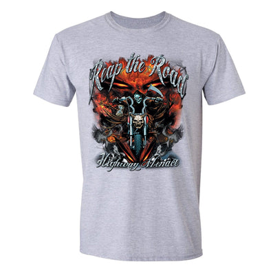 XtraFly Apparel Men's Reap The Road Skull Biker Motorcycle Crewneck Short Sleeve T-shirt