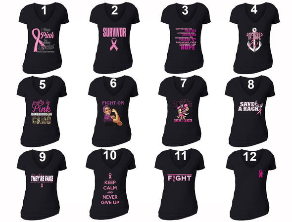 XtraFly Apparel Women's Breast Cancer Awareness V-neck Short Sleeve T-shirt