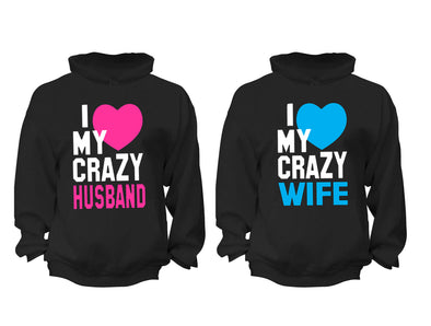 XtraFly Apparel Crazy Husband Wife Valentine's Matching Couples Hooded-Sweatshirt Pullover Hoodie