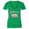 XtraFly Apparel Women's Paisley Pink Bear CA California Pride V-neck Short Sleeve T-shirt