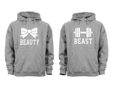 XtraFly Apparel Beauty Beast Valentine's Matching Couples Hooded-Sweatshirt Pullover Hoodie