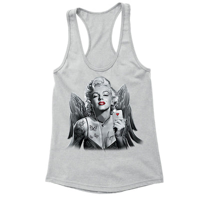 XtraFly Apparel Women's Selfie Angel Wings Marilyn Monroe Racer-back Tank-Top