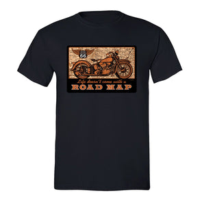 XtraFly Apparel Men's Road Map Route 66 Biker Motorcycle Crewneck Short Sleeve T-shirt