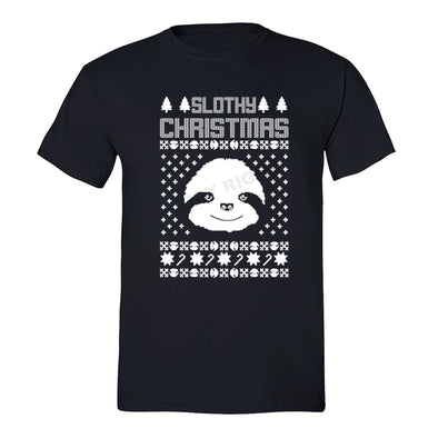 XtraFly Apparel Men's Slothy Xmas Sloth Ugly Christmas Crewneck Short Sleeve T-shirt