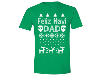 XtraFly Apparel Men's Feliz Navi Dad Navidad Ugly Christmas Crewneck Short Sleeve T-shirt