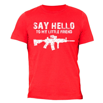 XtraFly Apparel Men's Say Hello Rifle 2nd Amendment Crewneck Short Sleeve T-shirt