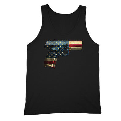 XtraFly Apparel Men's Gun Pistol Flag American Pride Tank-Top