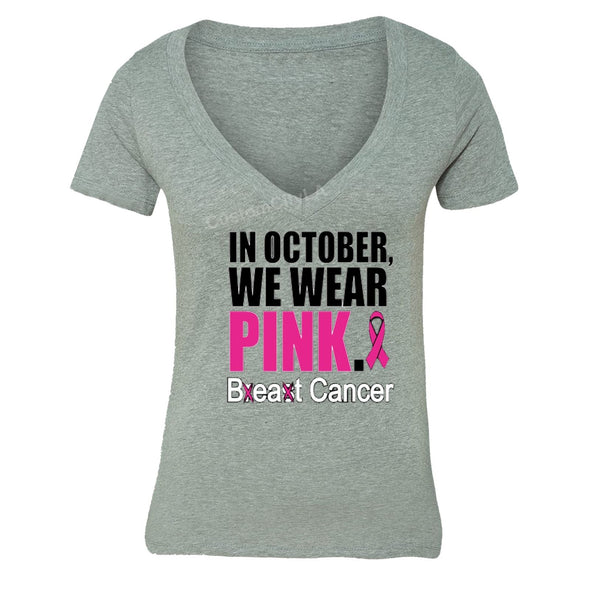 XtraFly Apparel Women's Breast Cancer Awareness V-neck Short Sleeve T-shirt