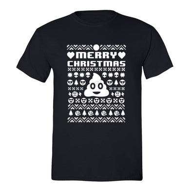 XtraFly Apparel Men's Merry Xmas Emoji Poop Ugly Christmas Crewneck Short Sleeve T-shirt