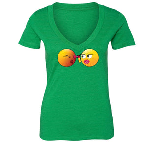 XtraFly Apparel Women's Emoji Pepper Spray Novelty Gag V-neck Short Sleeve T-shirt