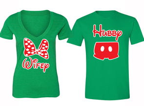 XtraFly Apparel Hubby Wifey Red Bow Valentine's Matching Couples Short Sleeve T-shirt