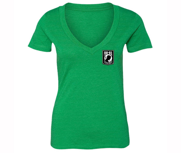 XtraFly Apparel Women's Not Forgotten Pocket Military Pow Mia V-neck Short Sleeve T-shirt