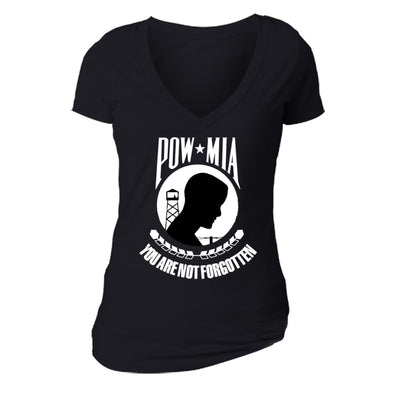 XtraFly Apparel Women's Not Forgotten Military Pow Mia V-neck Short Sleeve T-shirt