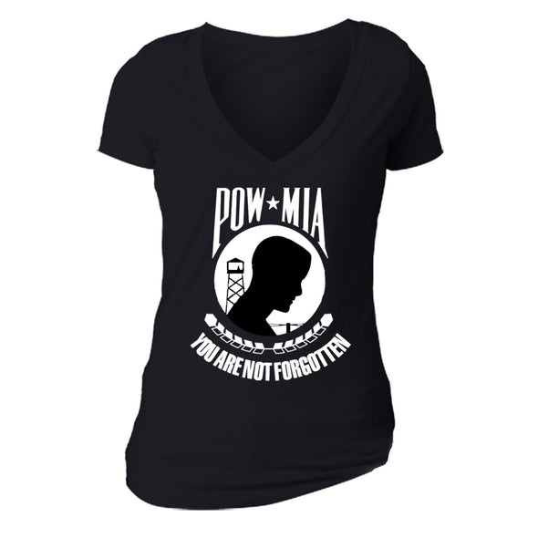 XtraFly Apparel Women's Not Forgotten Military Pow Mia V-neck Short Sleeve T-shirt