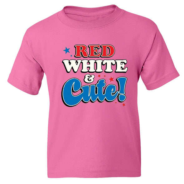 XtraFly Apparel Girls Red White Cute Flag American Pride Crewneck Short Sleeve T-shirt