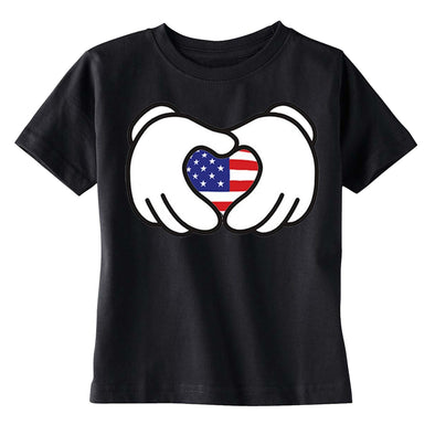 XtraFly Apparel Boys Hands Heart Flag American Pride Crewneck Short Sleeve T-shirt