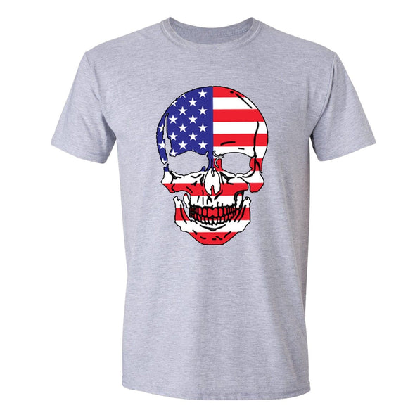 XtraFly Apparel Men's Smiling Skull American Pride Crewneck Short Sleeve T-shirt
