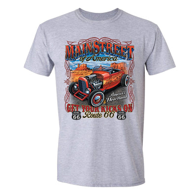 XtraFly Apparel Men's Main Street Route 66 Car Truck Garage Crewneck Short Sleeve T-shirt