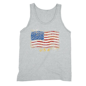 XtraFly Apparel Men's American Flag Distressed 4th of July Tank-Top