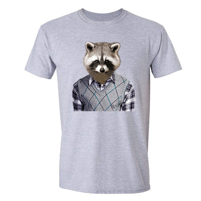 XtraFly Apparel Men's Raccoon in Sweater Animal Lover Crewneck Short Sleeve T-shirt