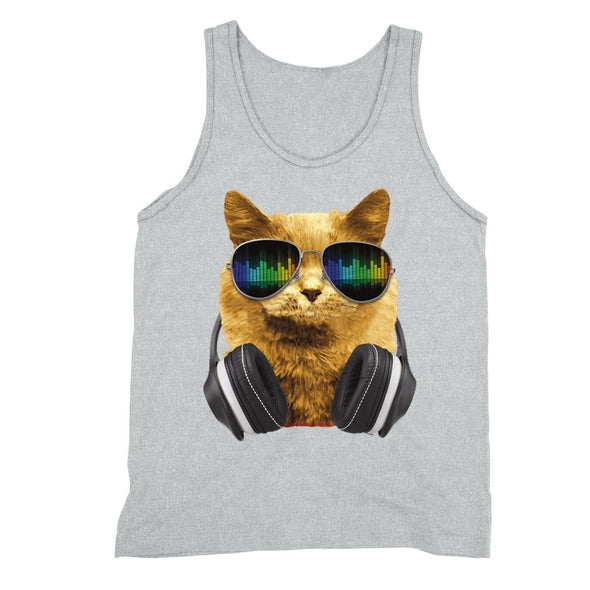 XtraFly Apparel Men's Cat DJ Headphones Animal Lover Tank-Top