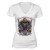 XtraFly Apparel Women's Give up Guns Skull Flag 2nd Amendment V-neck Short Sleeve T-shirt