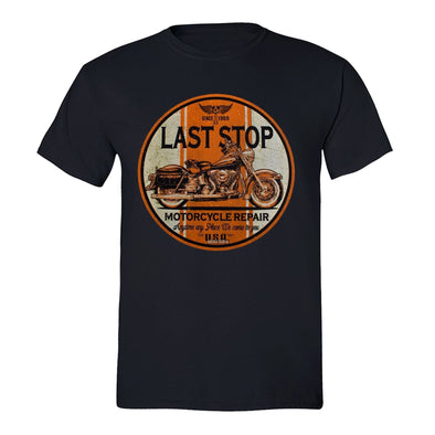 XtraFly Apparel Men's Last Stop Repair Biker Motorcycle Crewneck Short Sleeve T-shirt