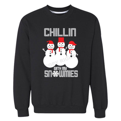 XtraFly Apparel Chillin with My Snowmies Ugly Christmas Pullover Crewneck-Sweatshirt