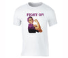 XtraFly Apparel Men's Rosie Riveter Fight Breast Cancer Ribbon Crewneck Short Sleeve T-shirt
