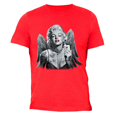 XtraFly Apparel Men's Selfie Angel Wings Marilyn Monroe Crewneck Short Sleeve T-shirt