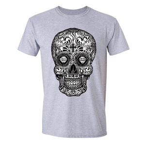XtraFly Apparel Men's Diamond Cross Muerte Skulls Day Of Dead Crewneck Short Sleeve T-shirt