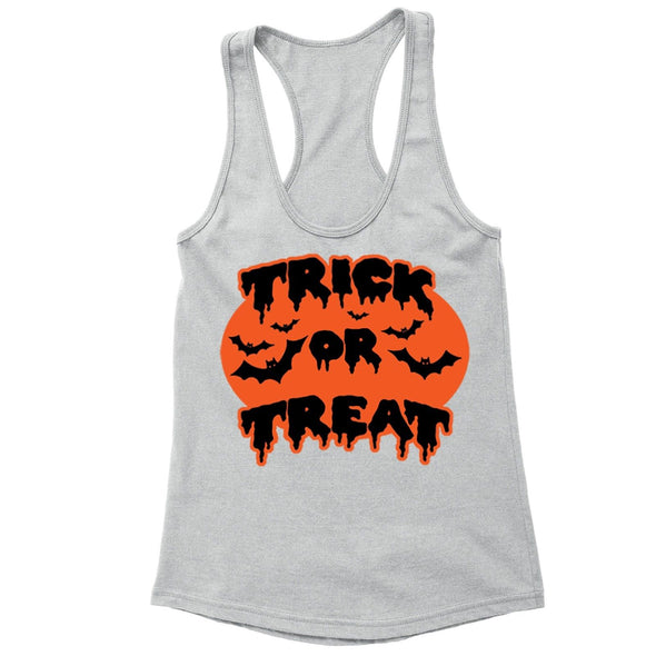XtraFly Apparel Women's Trick or Treat Bats Halloween Pumpkin Racer-back Tank-Top