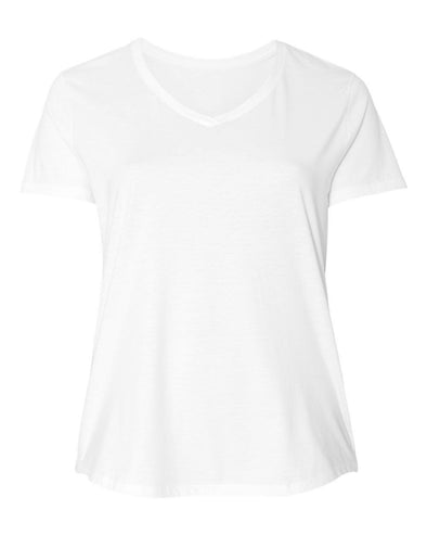 XtraFly Apparel Women's Plus Size Active Plain Basic V-neck Short Sleeve T-shirt White