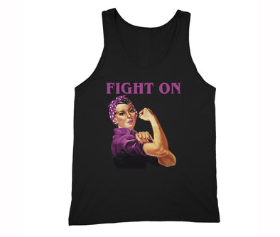 XtraFly Apparel Men's Rosie Riveter Fight Breast Cancer Ribbon Tank-Top